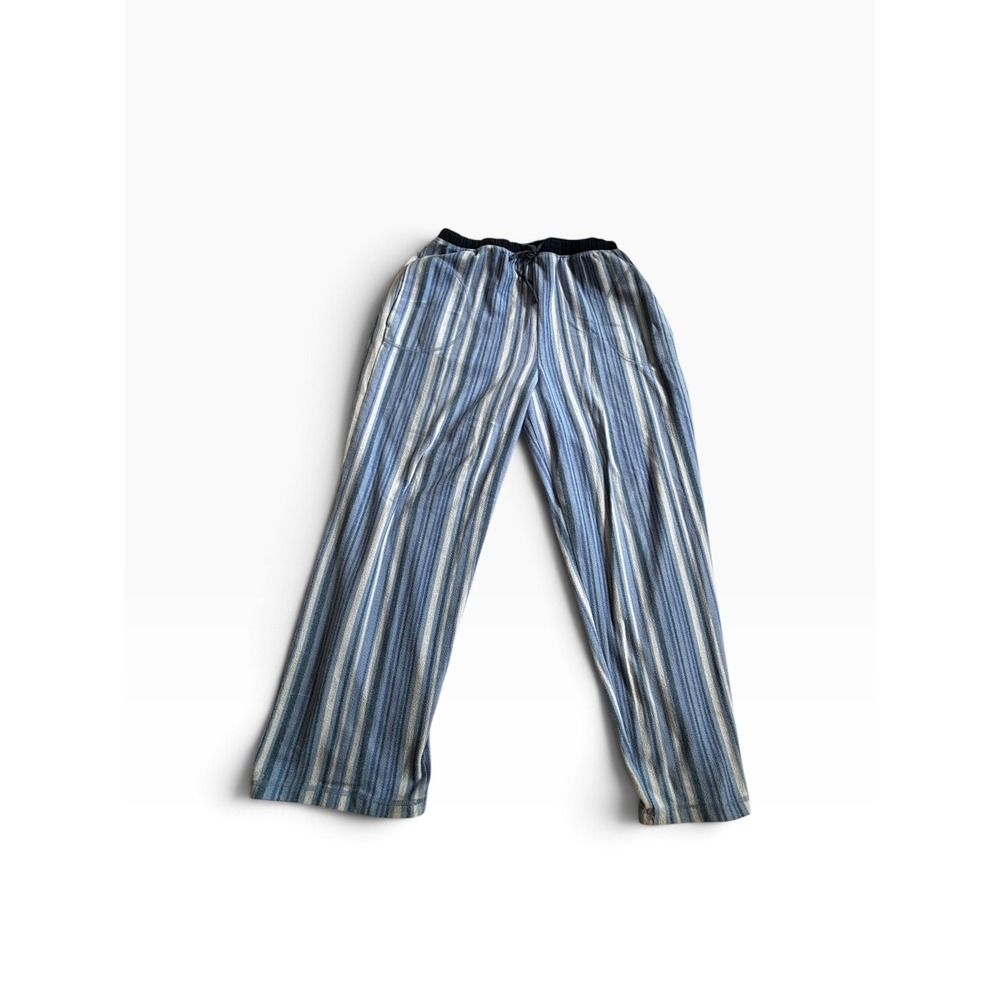NWOT Jockey Pajama Pants XL Blue Striped Fleece Loungewear Sleepwear Wide Leg